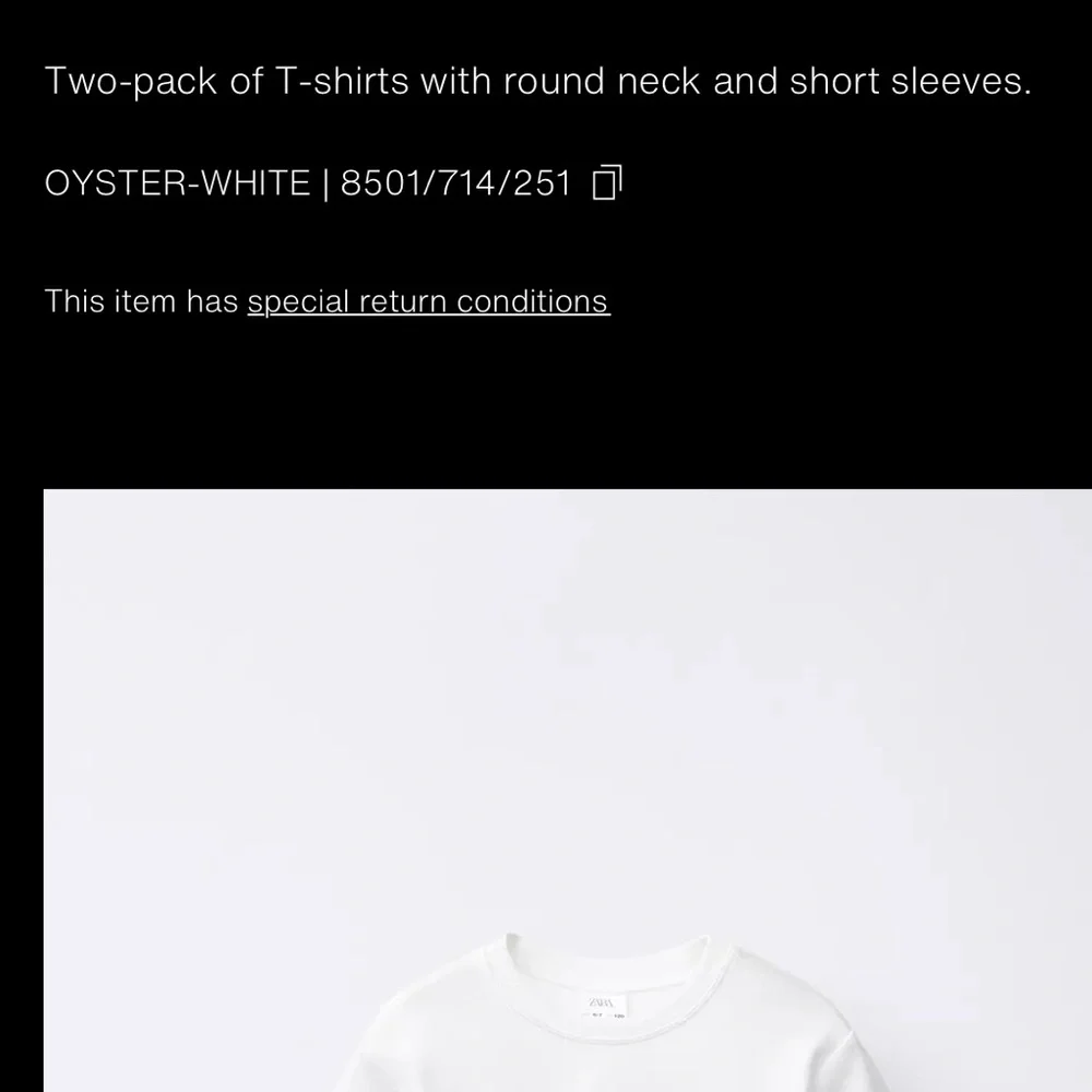 Zara kids, white, two pack of plain short sleeve T-SHIRTS, 9-10 years